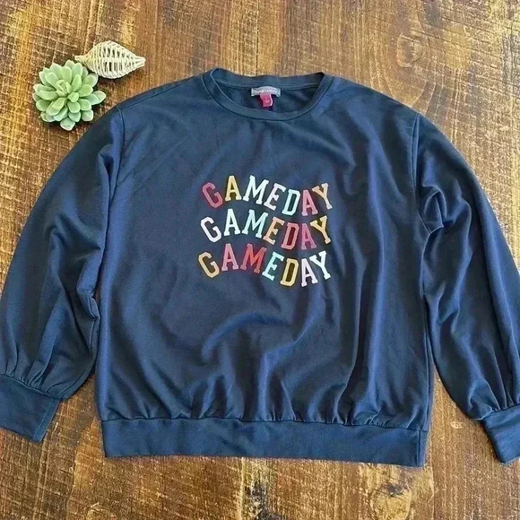 Vince Camuto | Navy Blue "Gameday" Crewneck Sweatshirt - Picture 1 of 4